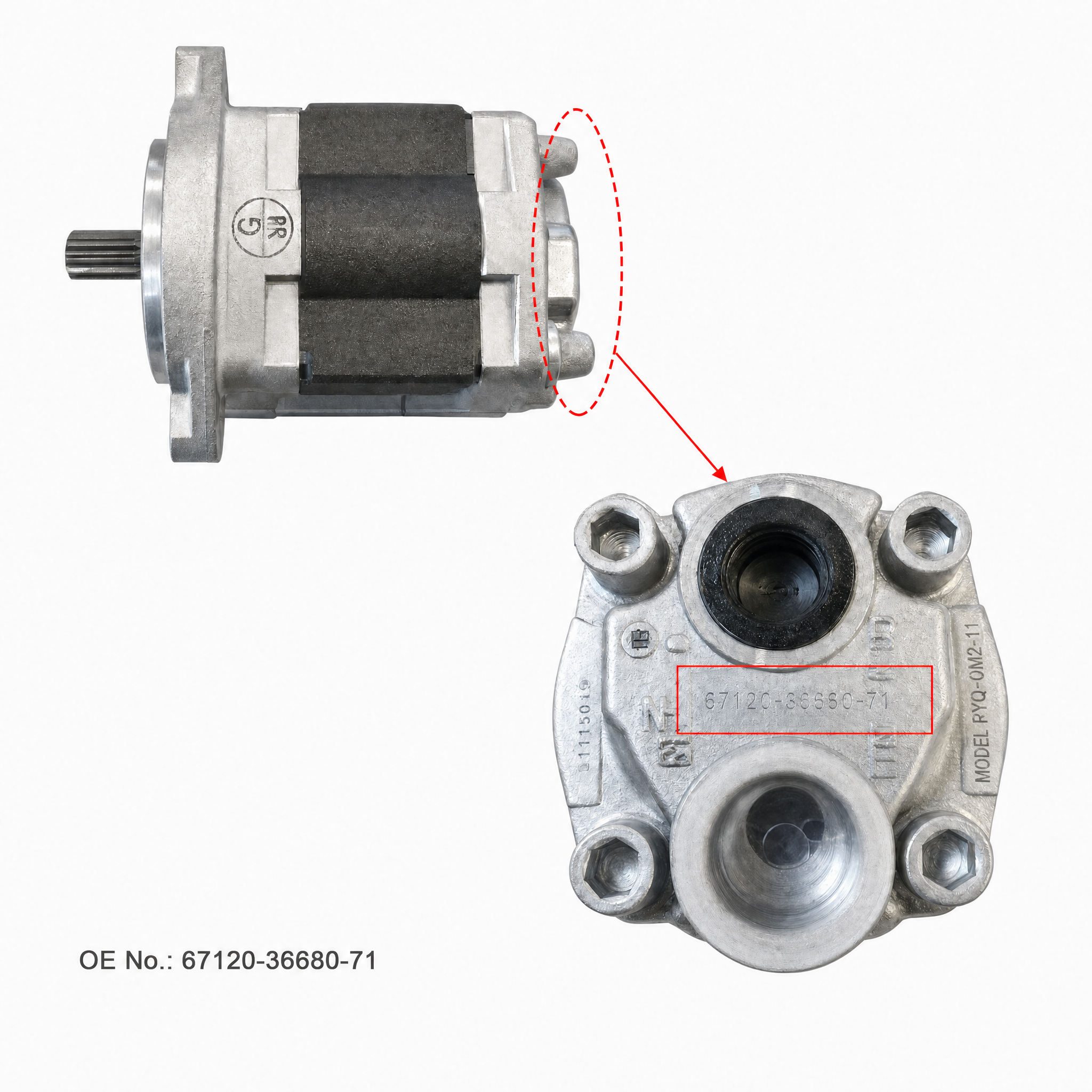 PUMP ASSY, OIL — 67120-36680-71 (OE 67120-36680-71) — Pièces pour chariots élévateurs à fourche difficiles à trouver, applicable to Toyota 8F 2Z/3Z. OE forklift part available on inquiry from JIA CHENG.