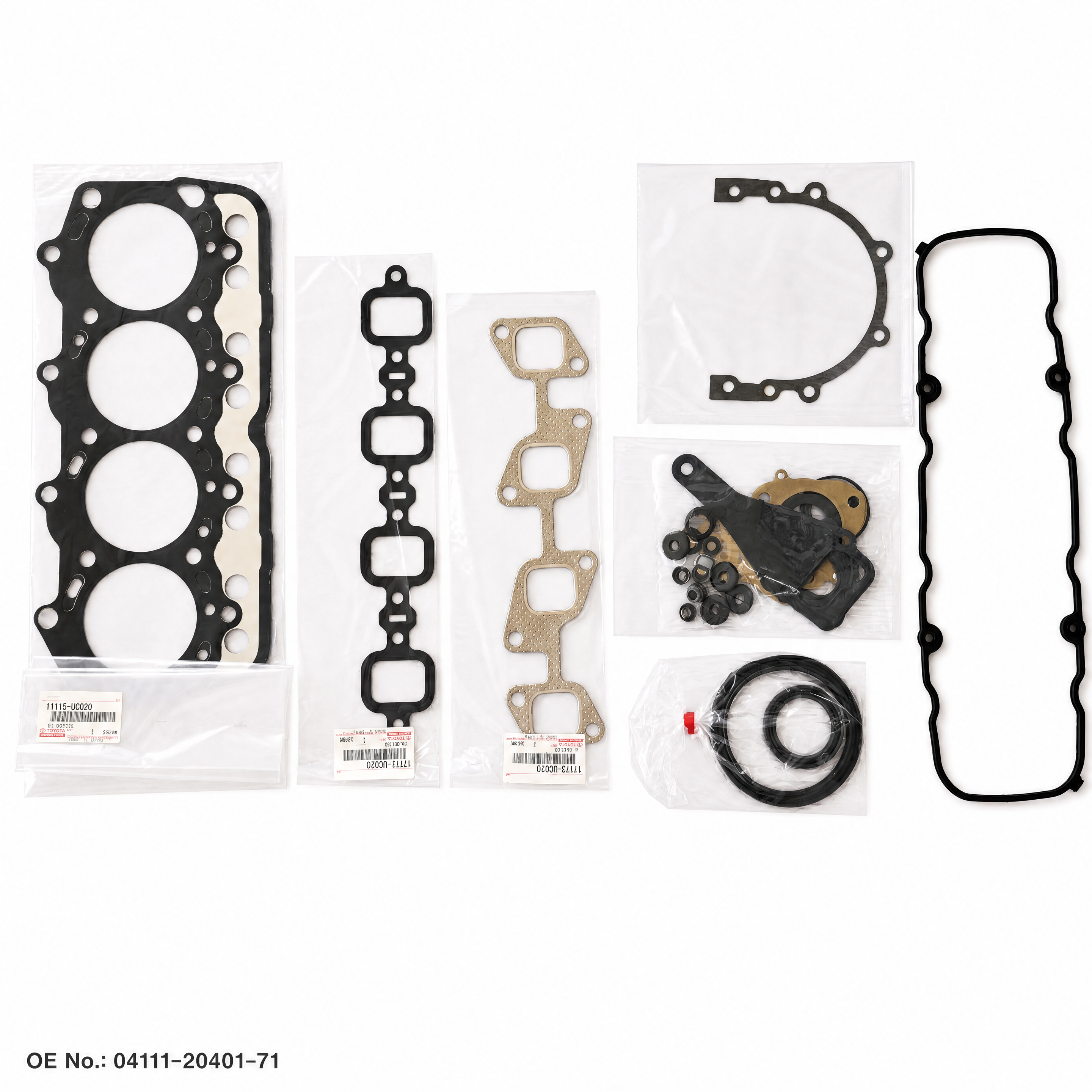 GASKET KIT, ENGINE O/H — 04111-20401-71 (OE 04111-20401-71) — Pièces de rechange standard pour chariots élévateurs, applicable to Toyota 8F 1DZ. OE forklift part available on inquiry from JIA CHENG.