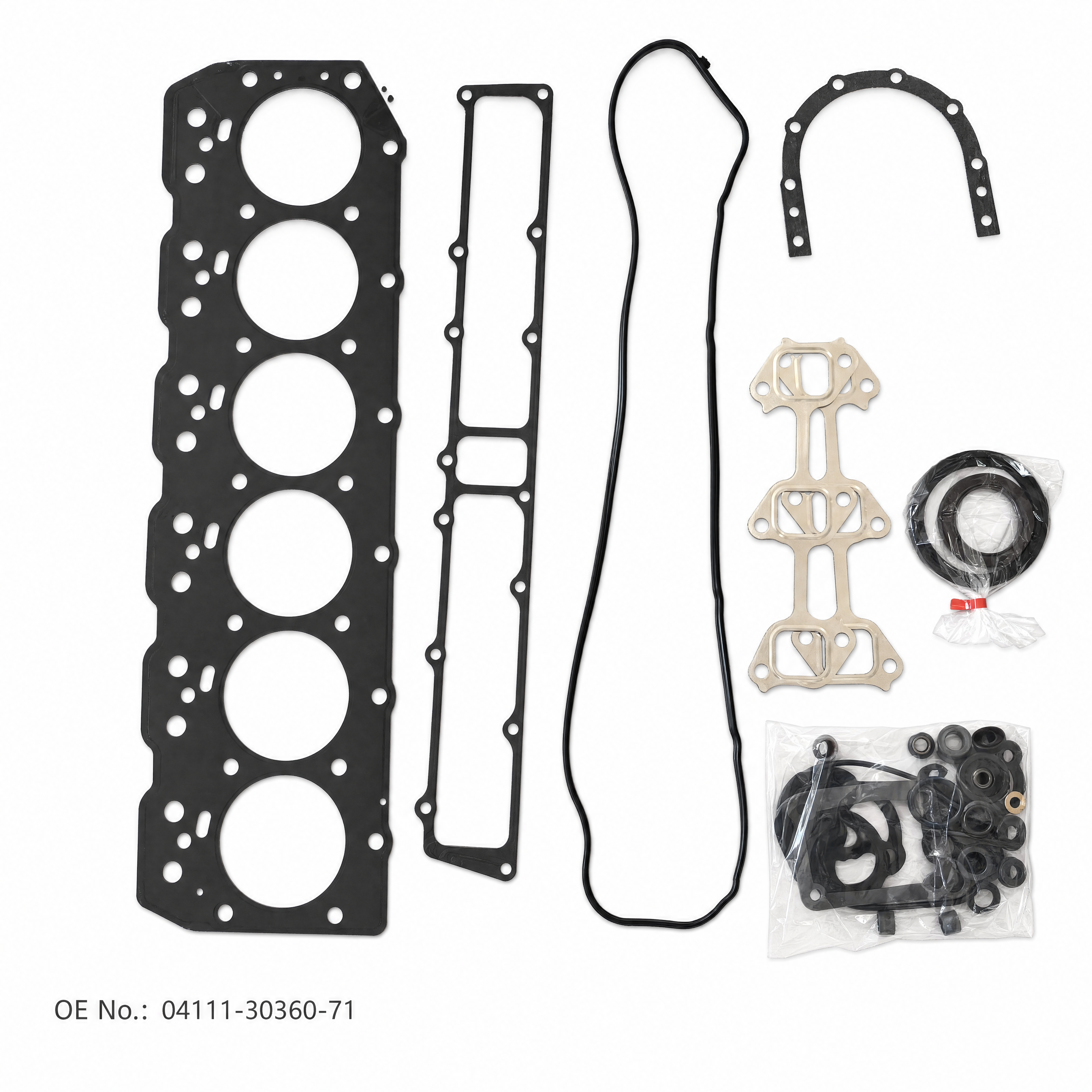 GASKET KIT, ENGINE O/H — 04111-30360-71 (OE 04111-30360-71) — Pièces de rechange standard pour chariots élévateurs, applicable to Toyota 7/8F 14Z. OE forklift part available on inquiry from JIA CHENG.
