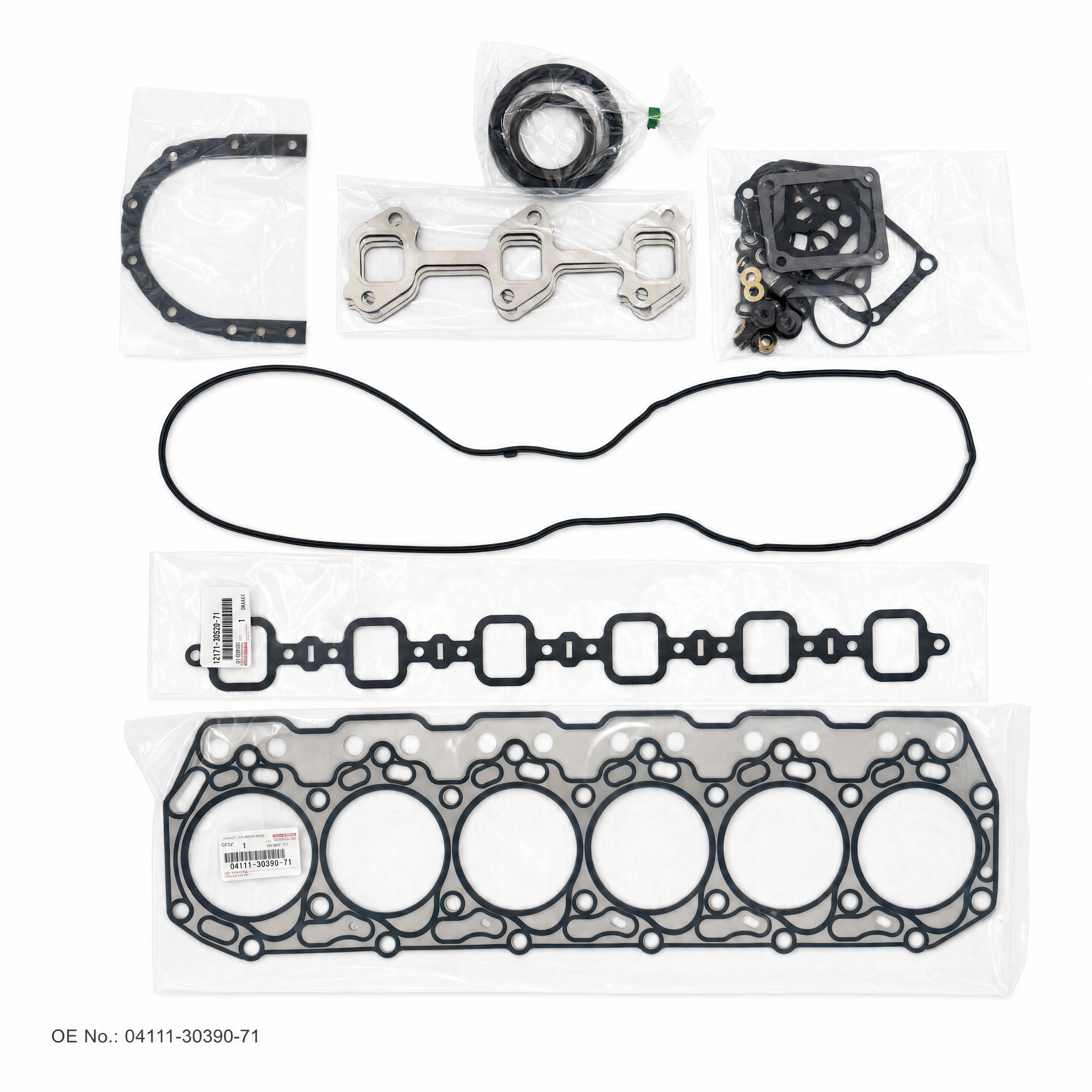 GASKET KIT, ENGINE O/H — 04111-30390-71 (OE 04111-30390-71) — Pièces de rechange standard pour chariots élévateurs, applicable to Toyota 7/8F 15Z. OE forklift part available on inquiry from JIA CHENG.
